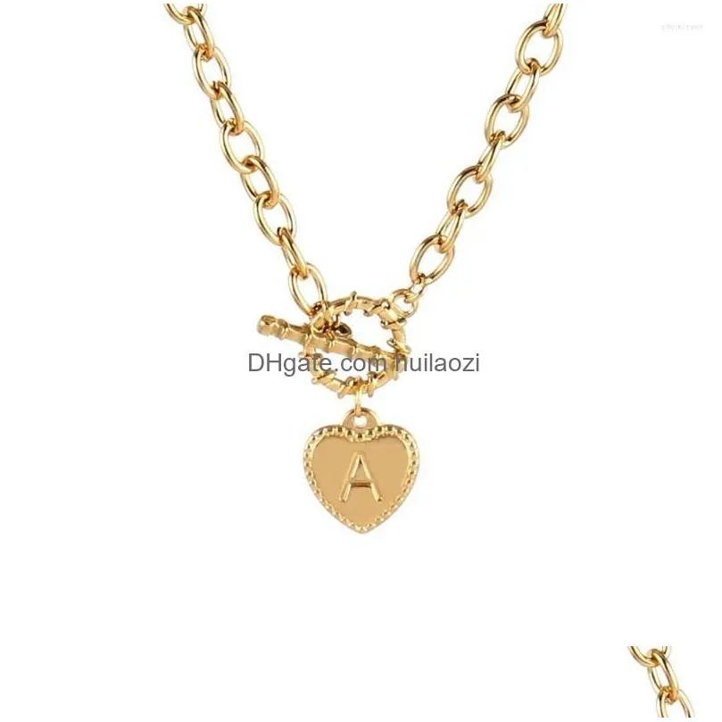 chains fashion stainless steel necklace initial alphabet letter love heart pendant for women jewelry