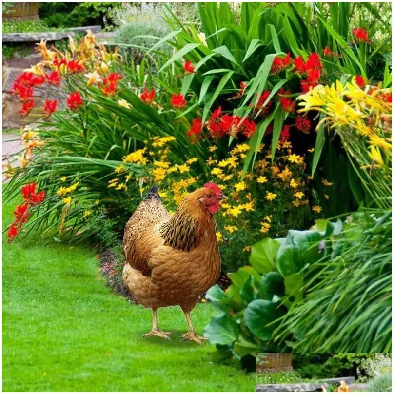 garden decorations outdoor chicken decor 2d acrylic hen statue standing ornament for patio backyard lawn yard and