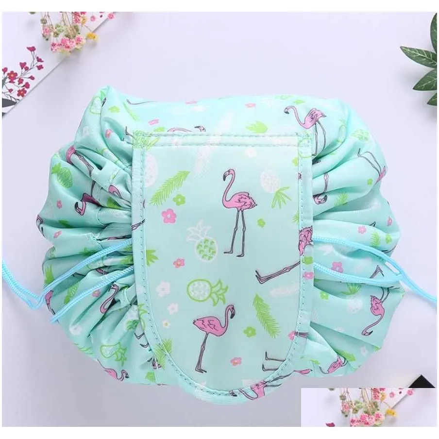 6 styles drawstring cosmetic bag large capacity travel portable lazy cosmetic bags cartoon make up pouch