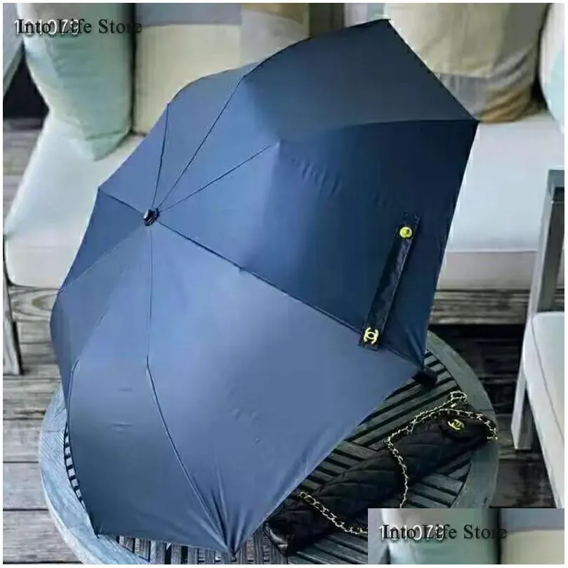 Umbrellas Luxury Big Sun Umbrella Beach Parasols Clear Folding Uv Windproof Ladies Umbrellas Gift Box Drop Delivery Home Garden Housek Dhjkg