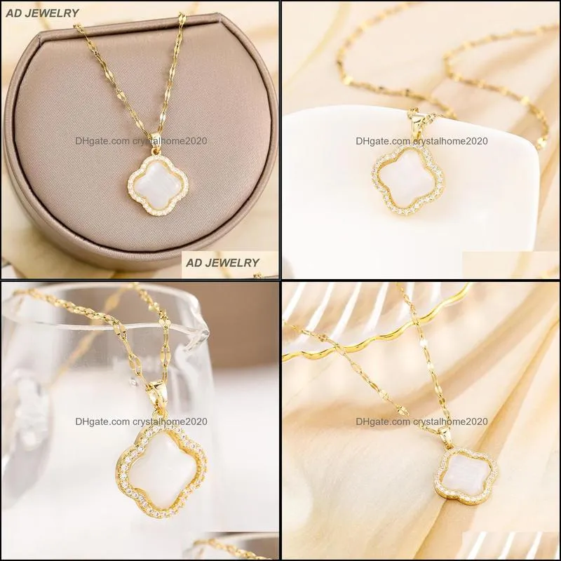 good lucky 18k gold clover pendant necklace micro pave women friendship jewelry
