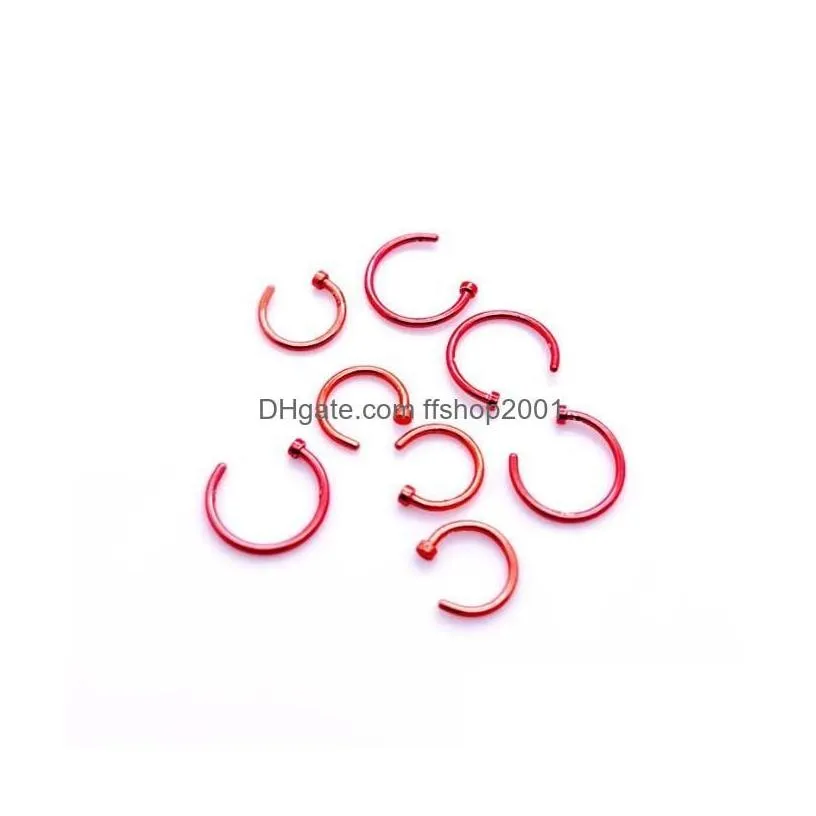 Nose Rings Studs Titanium Steel Ring Body Piercing Jewelry Open Hoop Earring Fake Drop Delivery Dh