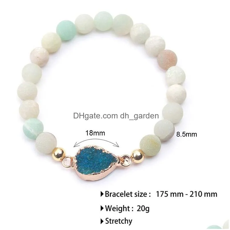 8 5mm matte nature stone durzy waterdrop charm bracelet for women green blue pink charm bracelet fashion jewelry wholesale