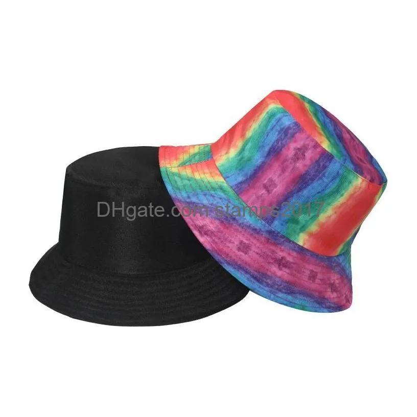 rainbow bucket hat lgbt pride fisherman cap outdoor bench sun protection hat for unisex men women