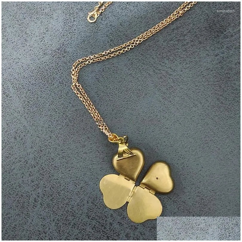 chains diy hand-made jewelry accessories retro three-dimensional heart-like four-leaf clover multilayer po box frame pendant