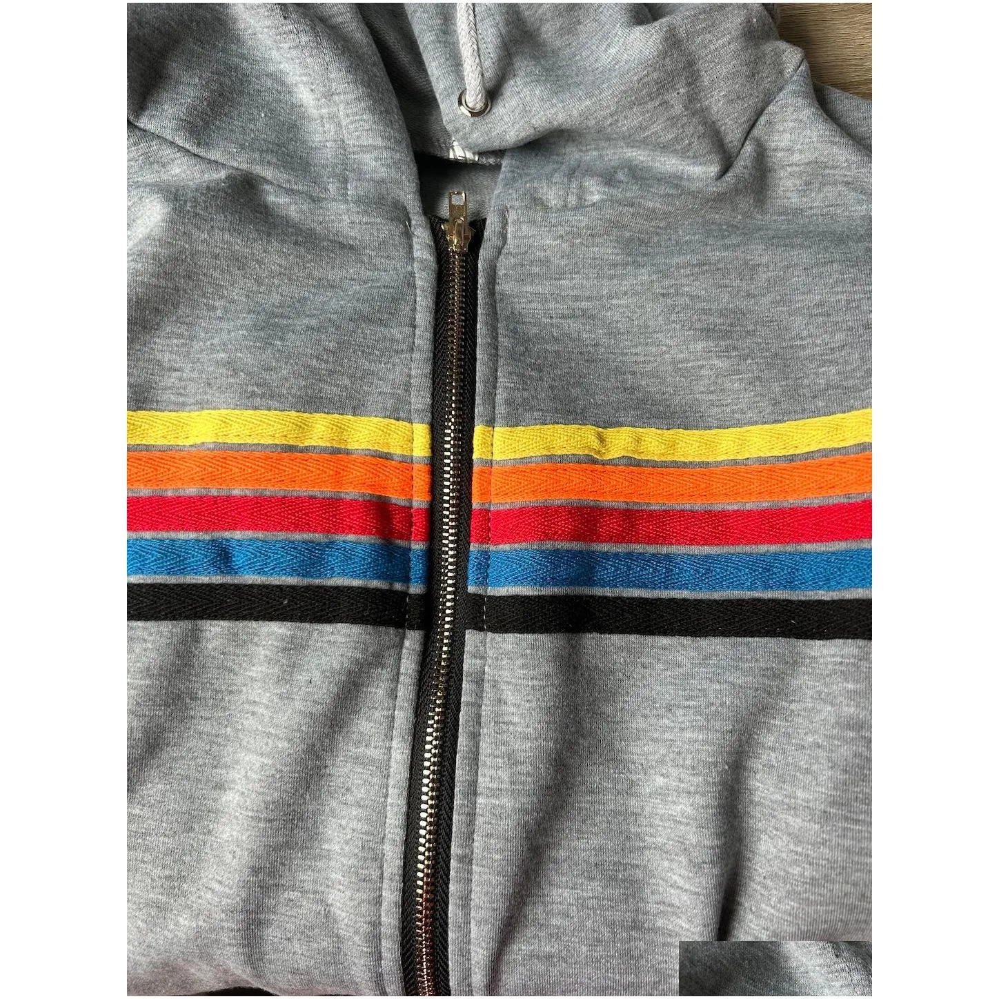 women`s two piece pants designer hoodie oversized rainbow stripe long sleeve sweatshirt zipper pocket coat jacket spring casual upgraded material good