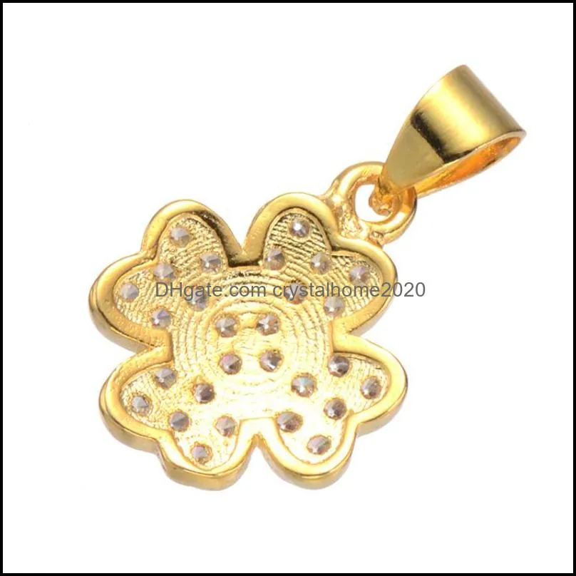 fashion cz micro pave clover charm pendant for necklace jewelry making