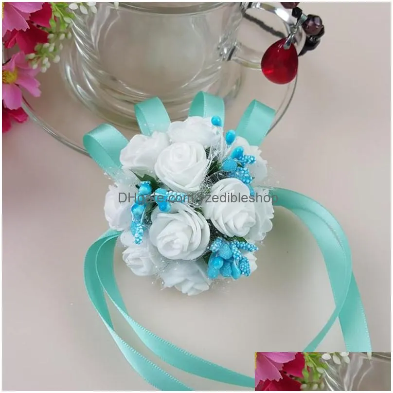 wrist corsage bridesmaid sisters hand flowers artificial bride flowers for wedding dancing party decor bridal prom k02