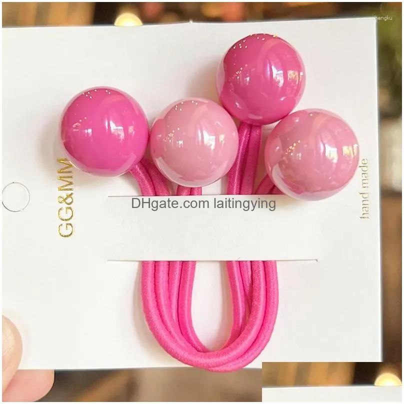hair accessories 2pcs/lot ponytail ball ties for girls elastics hairband colorful twin bead pom balls rope kids