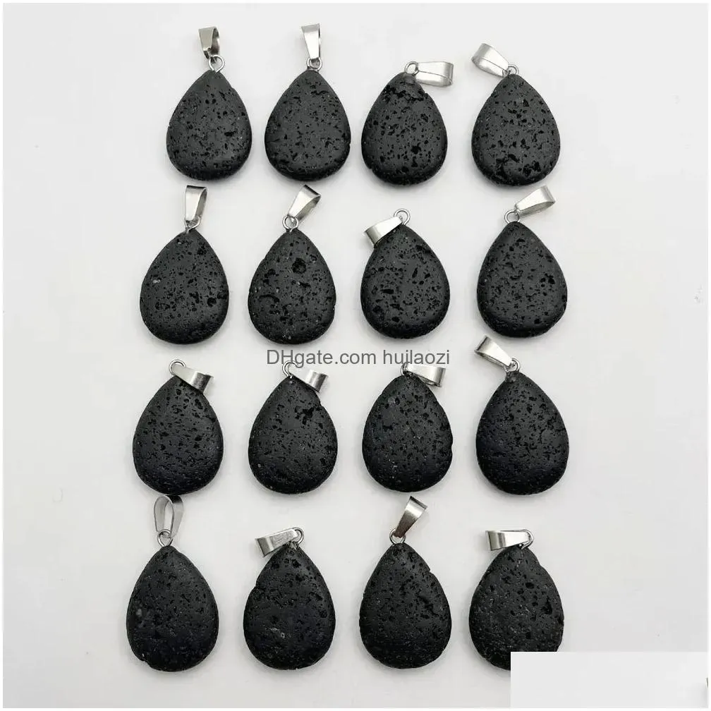 high quality heart star cross lava stone pendant hexagon water drop volcanic rock necklace for making jewelry charm