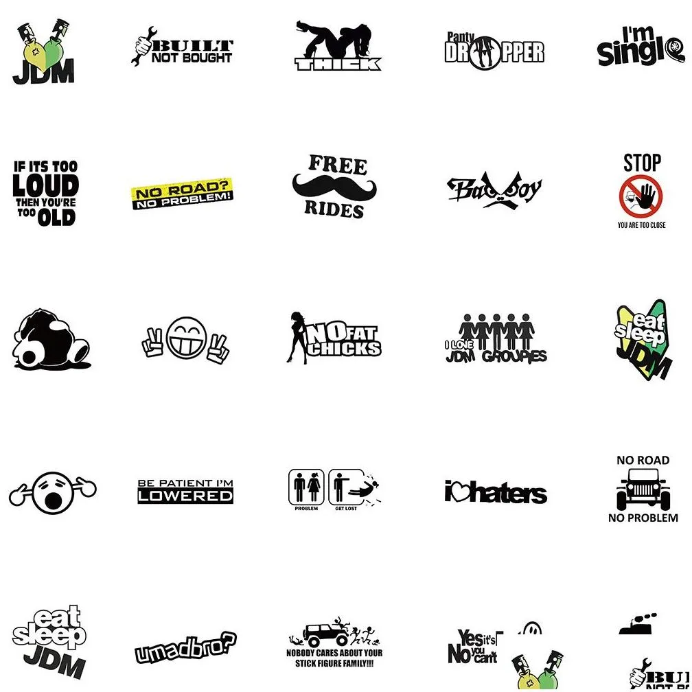 50pcs/lot jdm racing car modification decal sticker graffiti stickers for diy luggage laptop skateboard motorcycle bicycle stickers