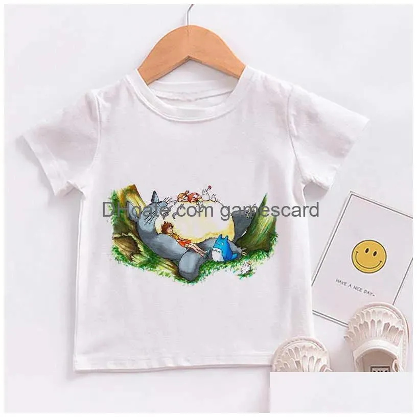 T-Shirts New Summer 2021 My Neighbor Totoro Print Kids Boys Girl Children Clothes Casual Baby Tees Tops For Girls T Shirts Drop Deliv Dh2N0