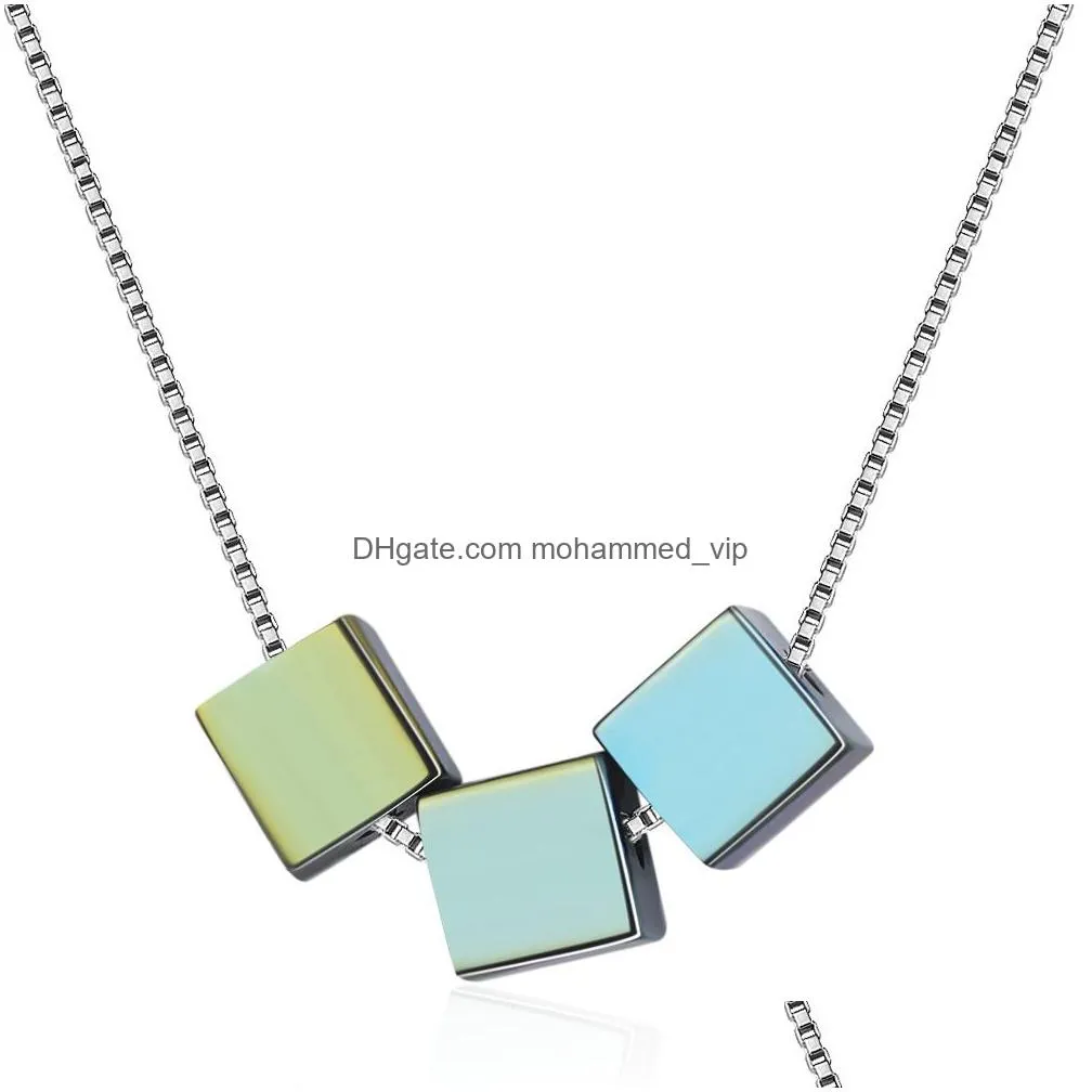 sansheng stone short necklace womens clavicle chain japanese and korean simple hansen series small  geometric pendant