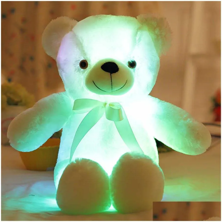30cm luminous plush toys light up led colorful glowing teddy bear stuffed animal doll kids christmas gift for children girls