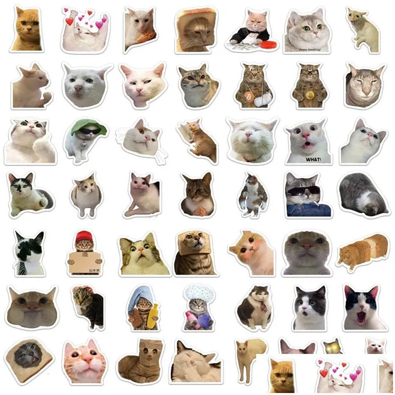 50pcs internet celebrity kitty meme sticker funny cat graffiti stickers for diy luggage laptop skateboard motorcycle bicycle stickers