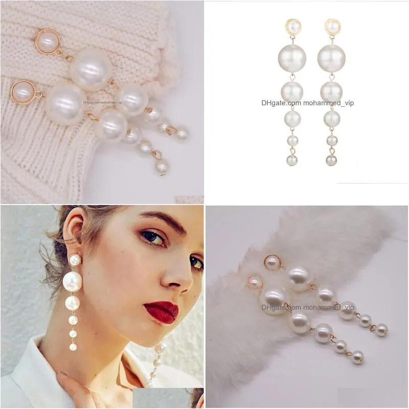 large and small pearl long earrings alloy pendant earrings fashion accessories gd1156