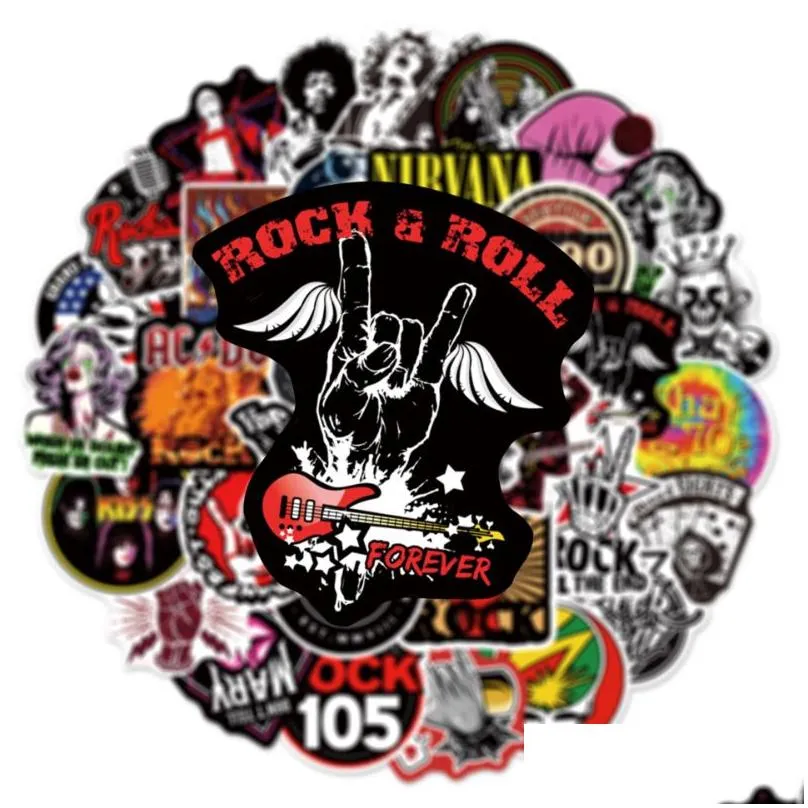 50pcs/lot retro classic rock band stickers graffiti stickers for diy luggage laptop skateboard motorcycle bicycle sticker