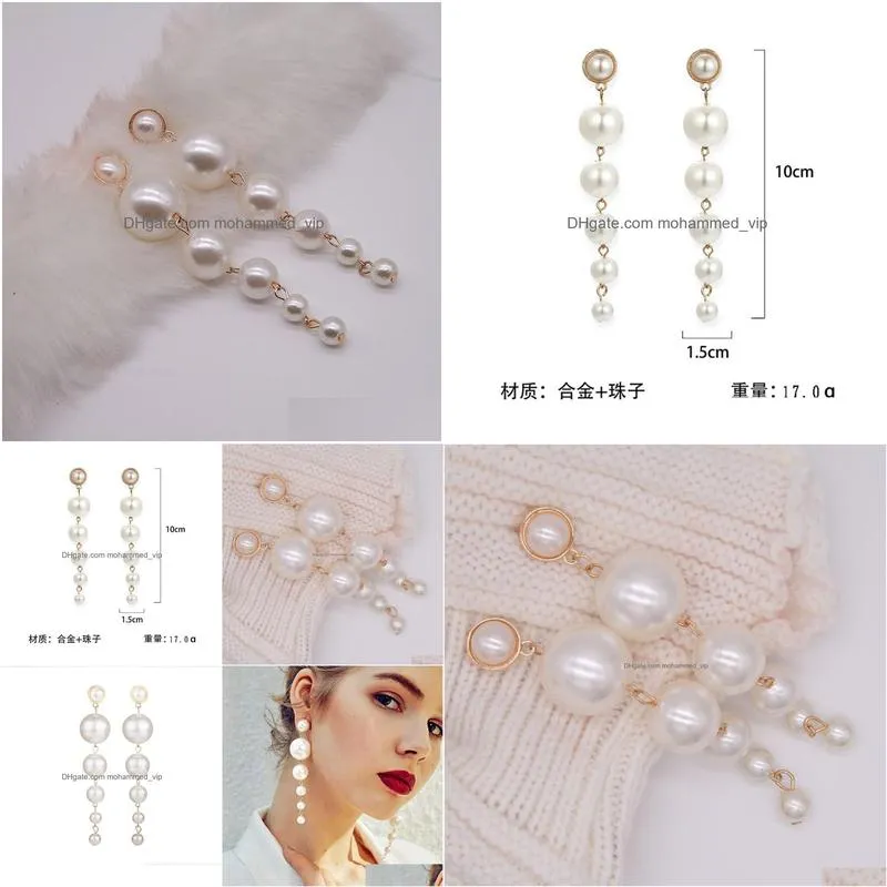 large and small pearl long earrings alloy pendant earrings fashion accessories gd1156