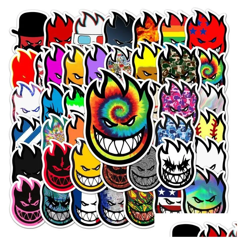 50pcs/lot very cool spitfre stickers skateboard stickers spitfire sticker surf skate scooter mobile tablet decals