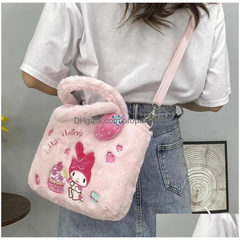 Handbags Ins Cute Cinnamoroll Kuromi P Handbag Girl Soft Kitty Cat Accessories Messenger Bag Girls Birthday Gift 4 Colors Drop Deliver Dhet0