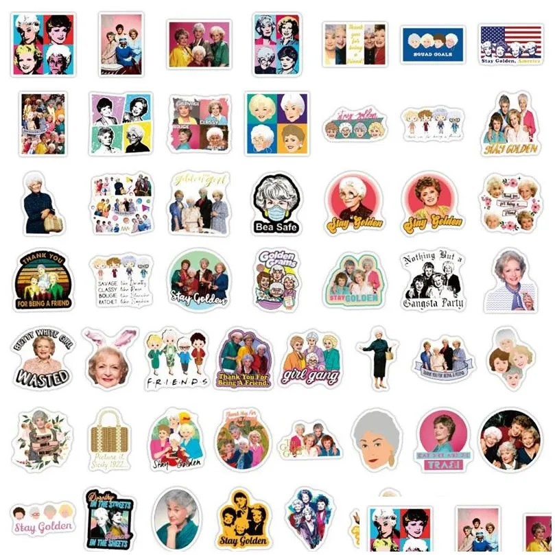 50pcs tv show the golden girls stickers golden grams graffiti kids toy skateboard car motorcycle bicycle sticker decals wholesale
