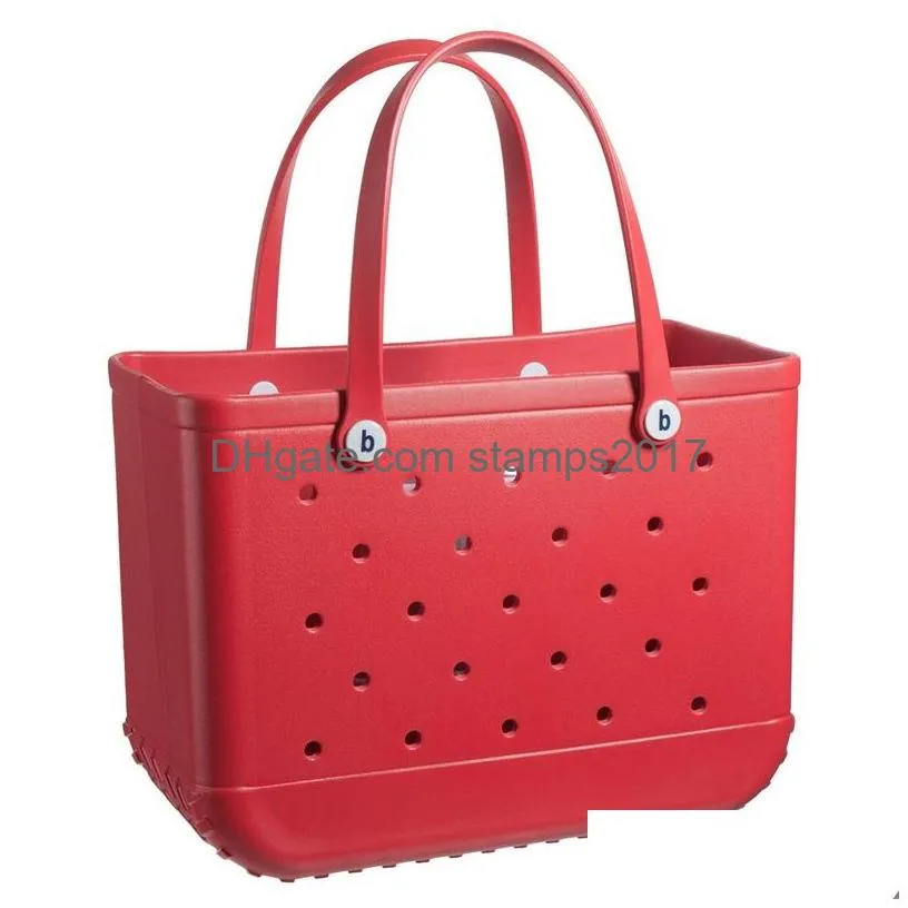 Storage Bags Waterproof Beach Bag Solid Punched Organizer Basket Summer Water Park Handbags Large Womens Stock Gifts Drop Delivery H Dha2N