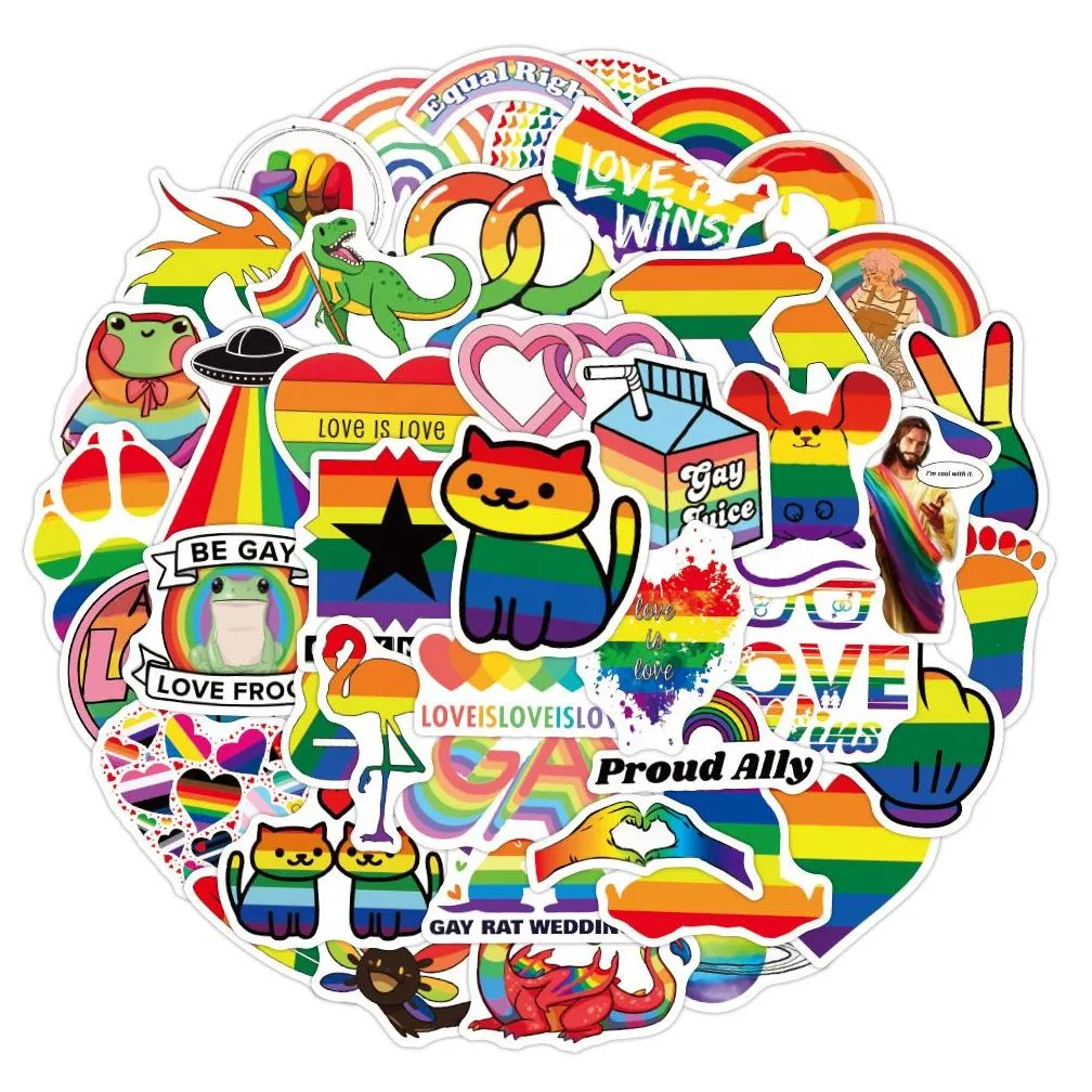 50pcs gay pride stickers lgbtq graffiti kids toy skateboard car motorcycle bicycle sticker decals wholesale