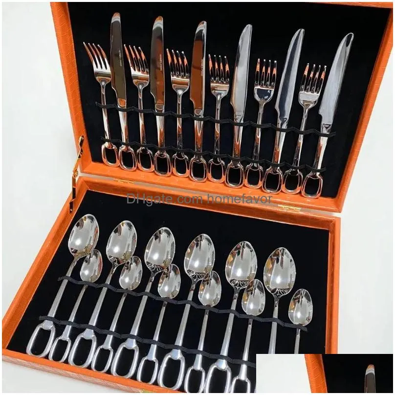 dinnerware sets the 24 piece high-end stainless steel tableware set in europe and america is suitable as a gift box for weddings or