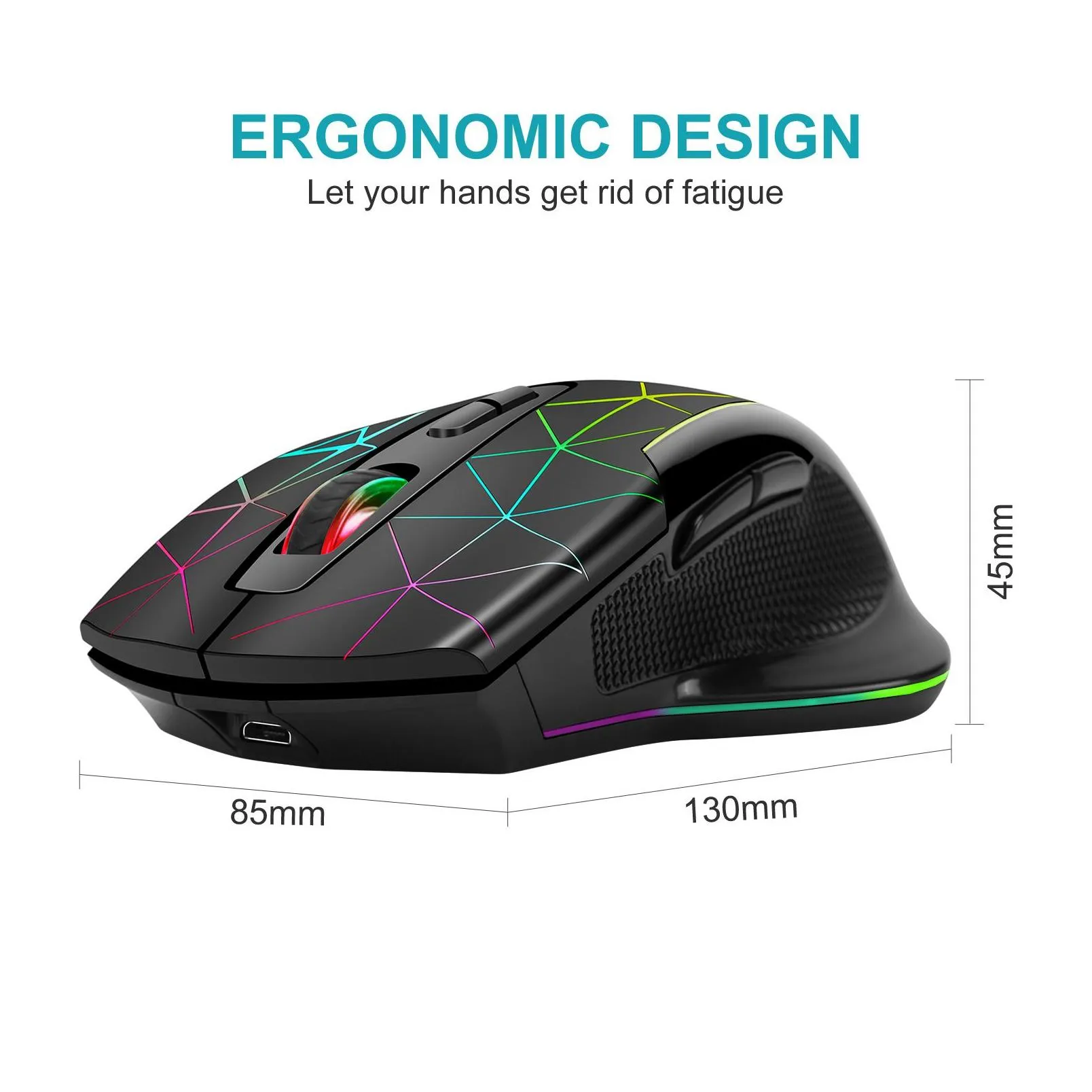 gm30 wireless gaming mouse rechargeable color light 2.4g mouse with box package