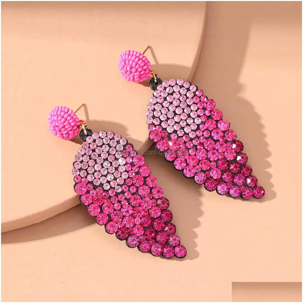 Stud Mti Styles Boho Statement Fuchsia White Crystals Drop Earrings For Women Party Zircon Jewelry 230714 Drop Delivery Dhito