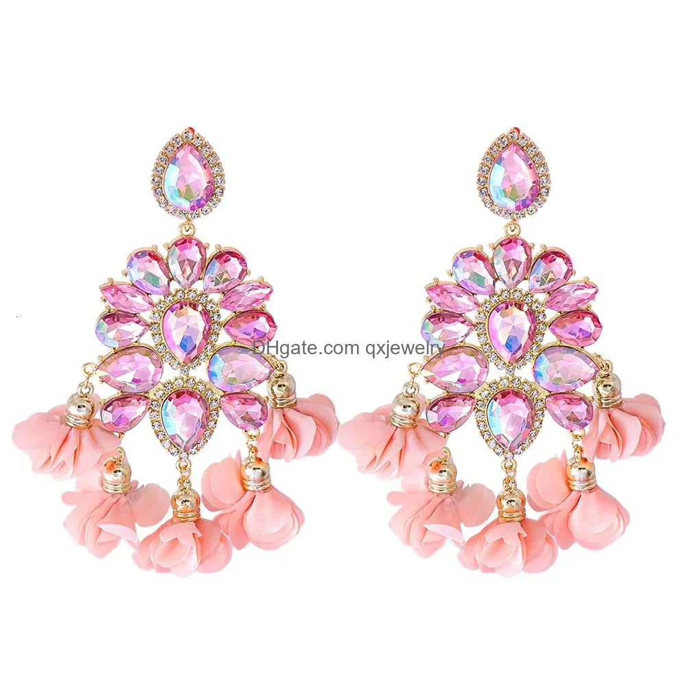 Dangle & Chandelier Dangle Chandelier Wholesale 48 Styles Statement Lovely Pink Series Crystal Tassel Drop Earrings For Women Girls F Dhyia