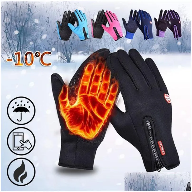 motorcycle gloves winter gloves for men women touchscreen warm outdoor cycling driving windproof non-slip camping hiking sports full finger