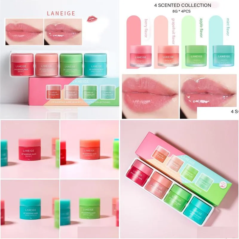 lip gloss korea sleeping mask mini kit 4 scented collection 8g 4pcs nutritious moisturizing balm 230703