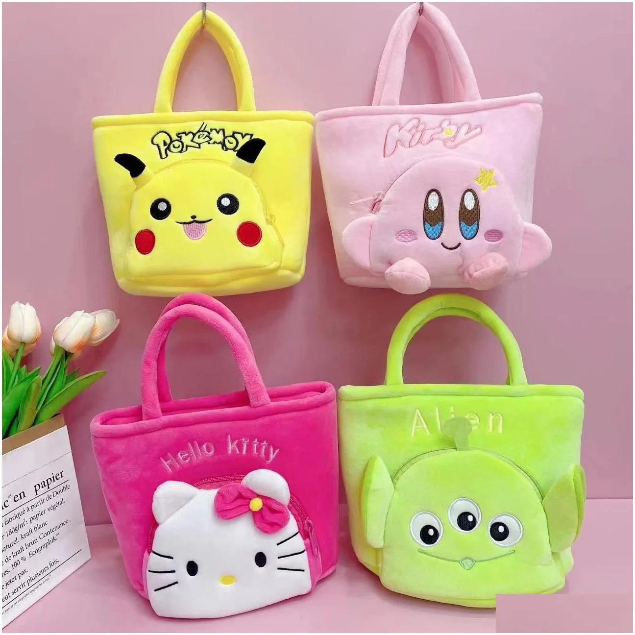 kuromi hello handheld makeup bag melody cinnamoroll pochacco japanese cartoon 30cm lunch box shopping bag plush toy