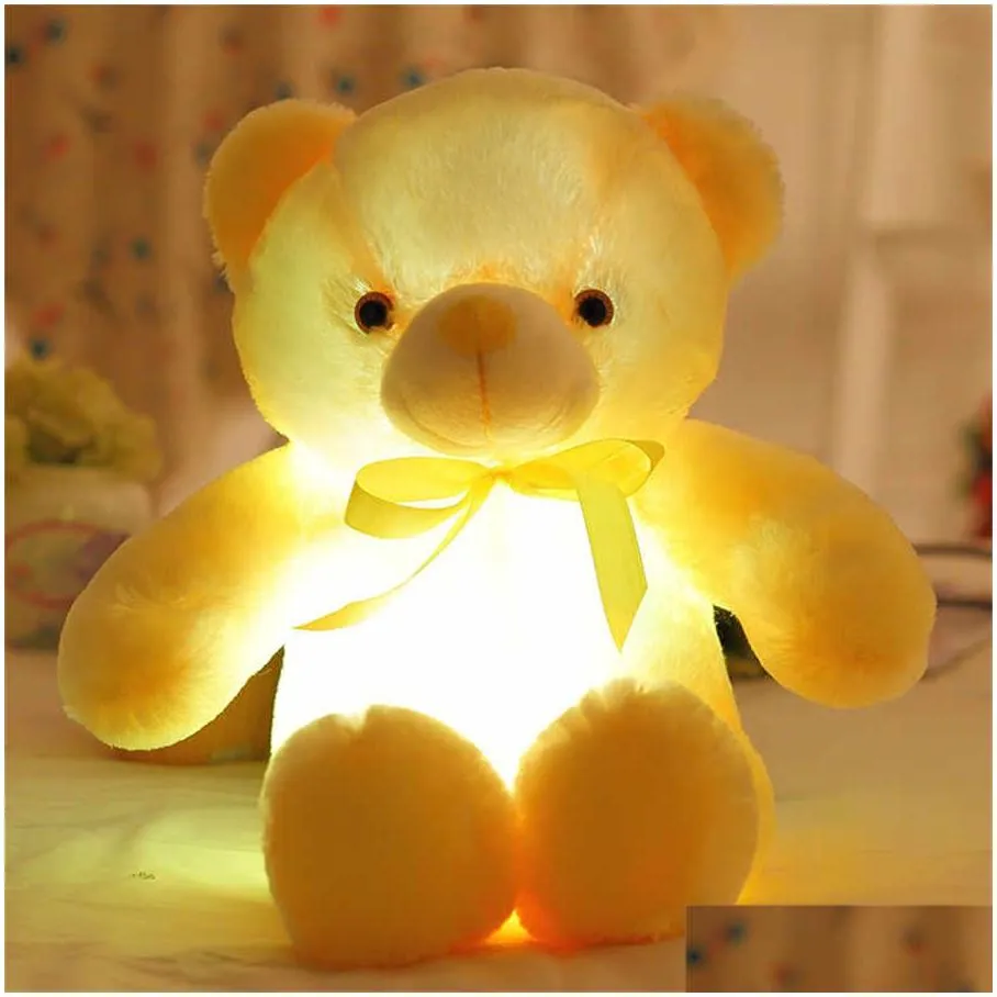 30cm luminous plush toys light up led colorful glowing teddy bear stuffed animal doll kids christmas gift for children girls