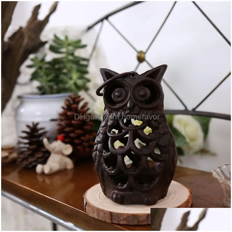 iron owl candlestick study desktop decor holder creative vintage candle lantern for home coffee decoration candle holders dhs