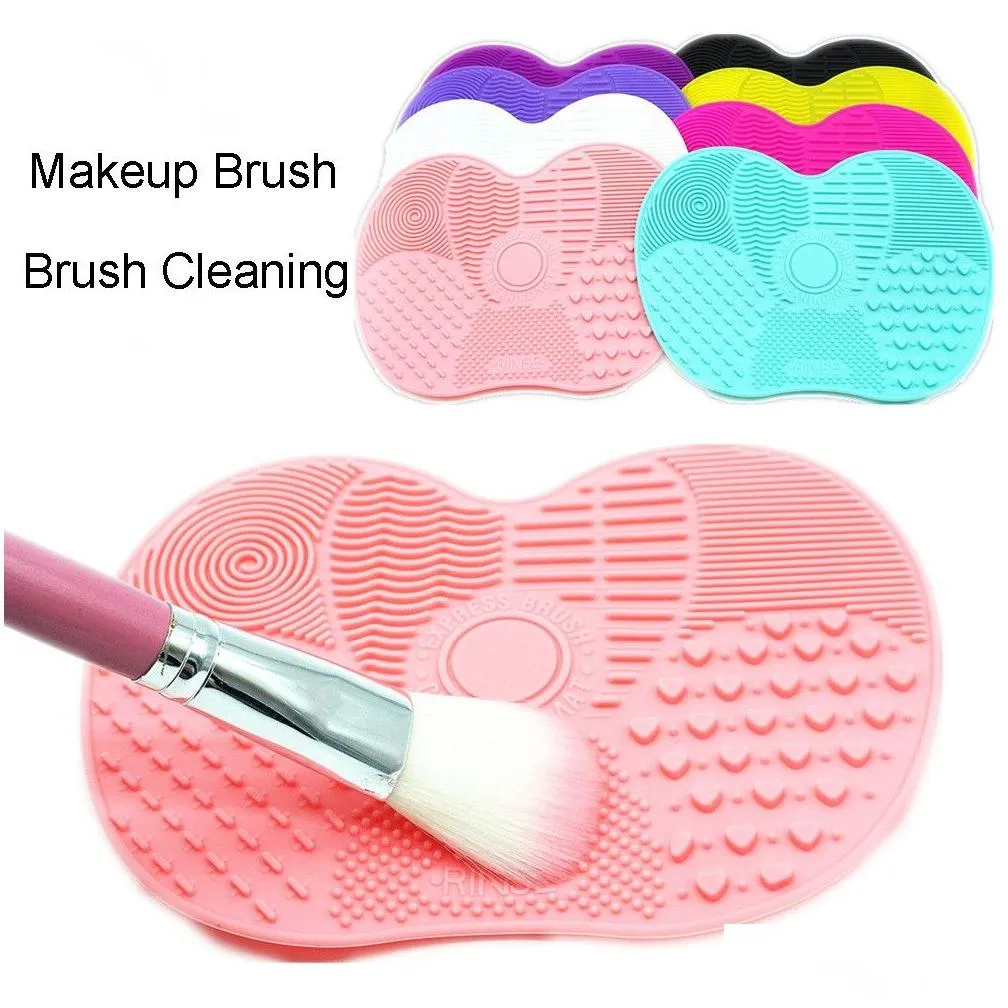 whole big silicone makeup brush cleaning mat cosmetic brush cleaning washing tools silica makeup brush cleaner pad board scrub8485412