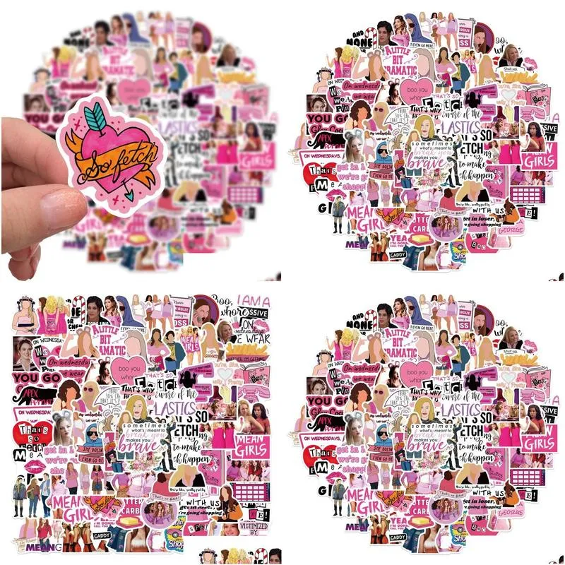 50pcs american classic movies mean girls stickers cute pink graffiti kids toy skateboard car motorcycle bicycle sticker decals