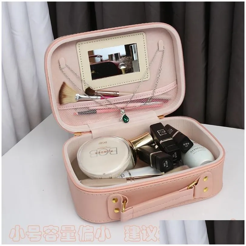 23 brand luxury women`s cartoon new style makeup bag large capacity small size portable toiletries desktop storage box o5yg#