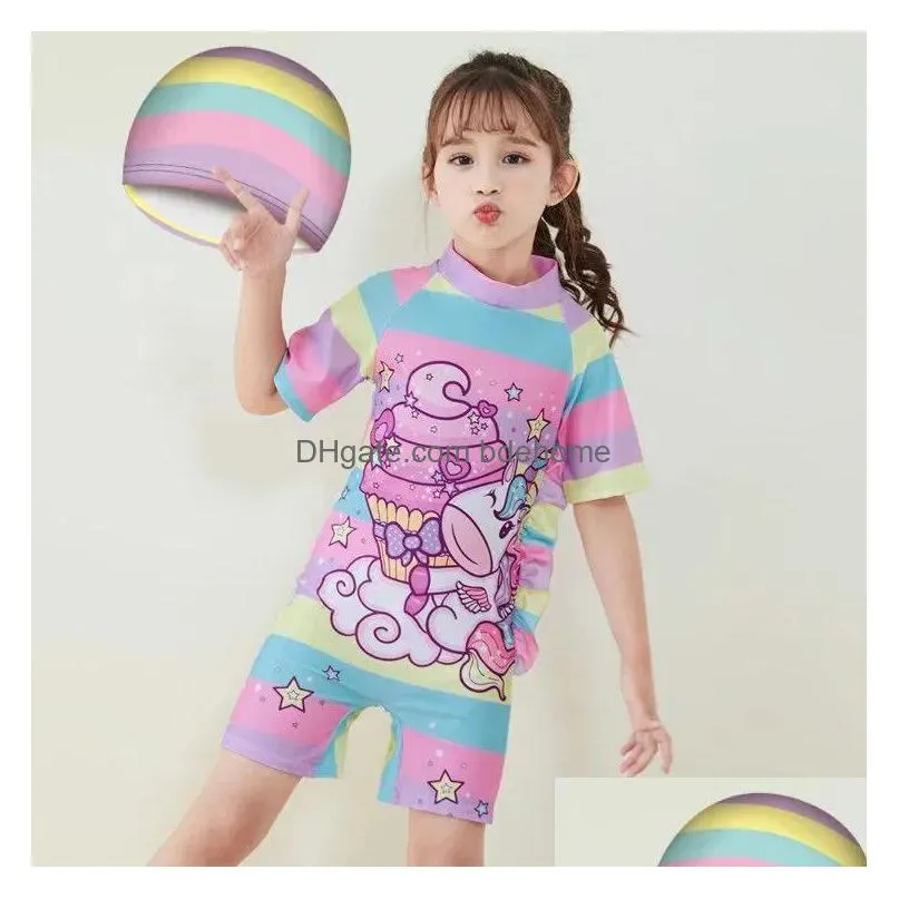 Bikinis Set Set Princess Kids Summer Bathing Suit Girls Swimsuit Babys Swimwear Short Sleeve Shorts For Childrens Separate New Drop De Dhgmo