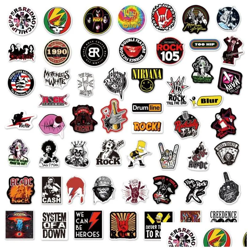 50pcs/lot retro classic rock band stickers graffiti stickers for diy luggage laptop skateboard motorcycle bicycle sticker