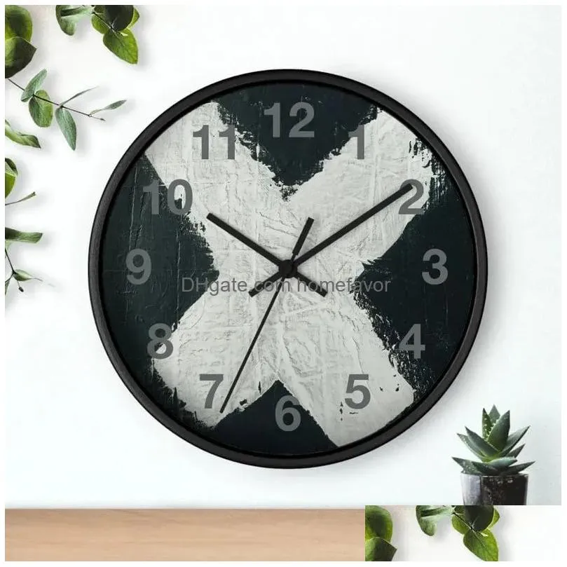 x marks the time wall clock modern clock for office decor