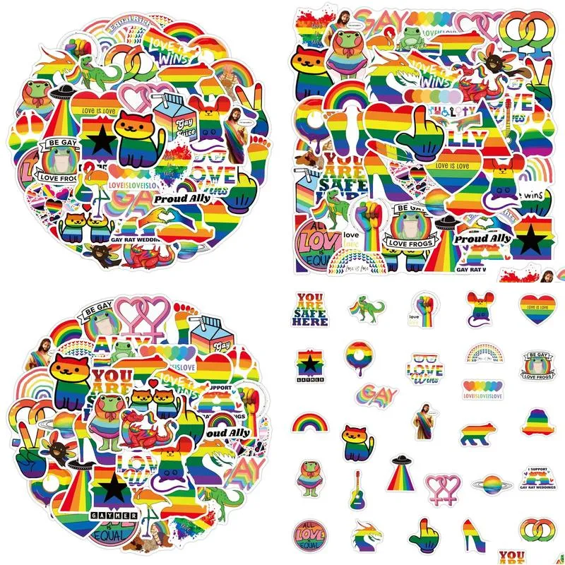 50pcs gay pride stickers lgbtq graffiti kids toy skateboard car motorcycle bicycle sticker decals wholesale