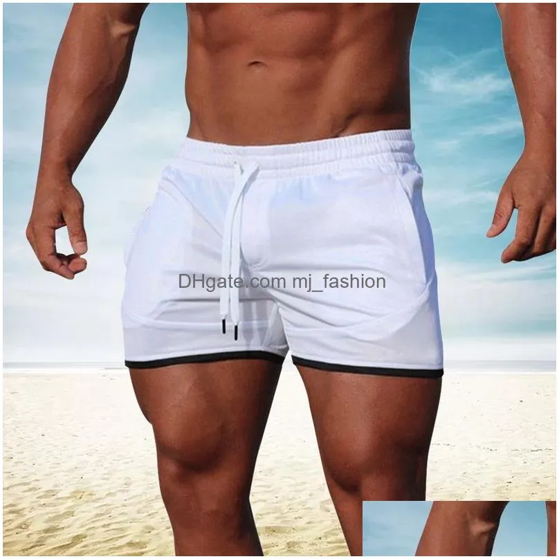 Running Shorts Men Running Shorts Sport Training High Elastic Solid Swimming Beach Wear Casual Workout Soccer Fitness Gym Drop Deliver Dhlb6