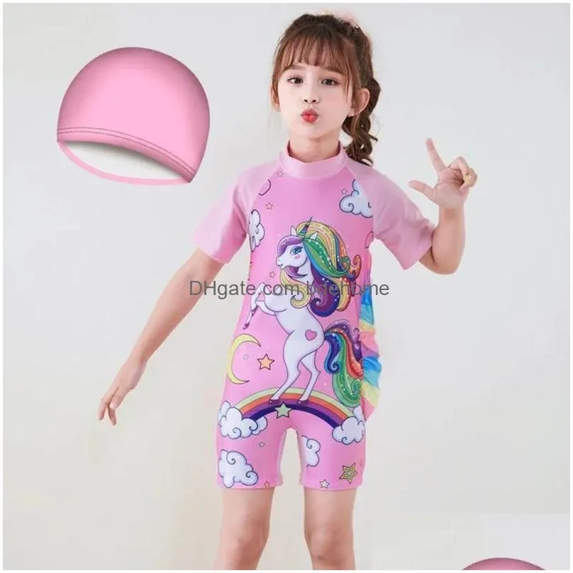 Bikinis Set Set Princess Kids Summer Bathing Suit Girls Swimsuit Babys Swimwear Short Sleeve Shorts For Childrens Separate New Drop De Dhgmo