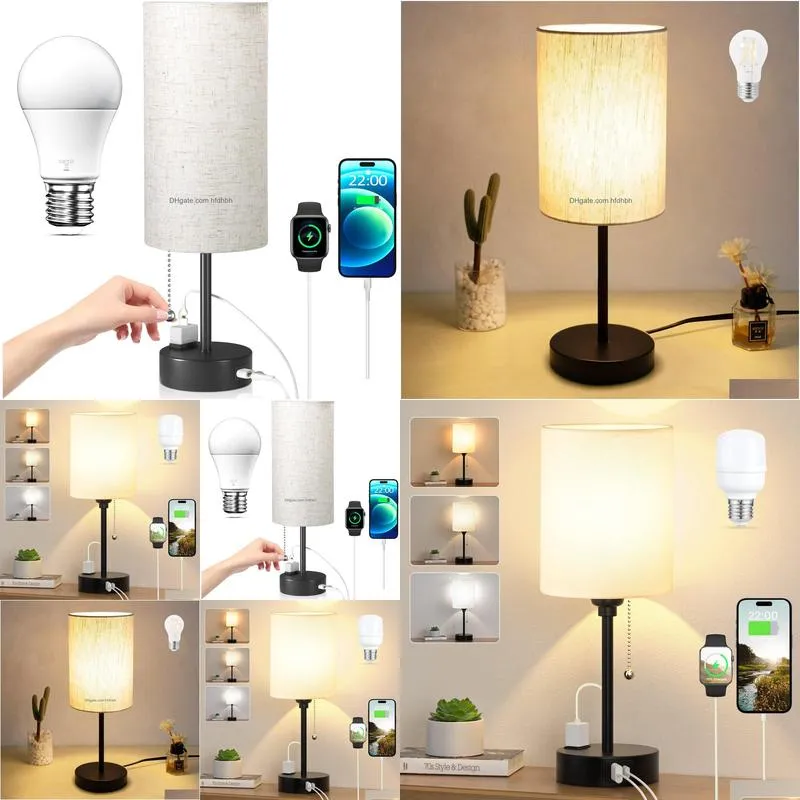 small bedroom lamps with usb c and a ports 3 color temperatures - 2700k 3500k 5000k