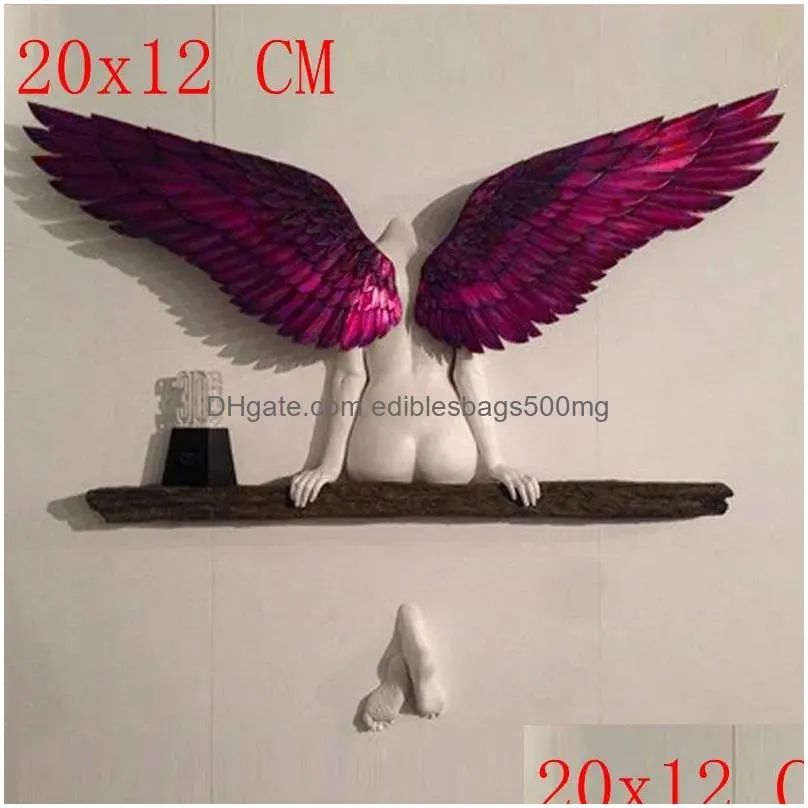 wall stickers 30cm angel art sculpture decoration 3d statue living room bedroom home decor garden artwork wings