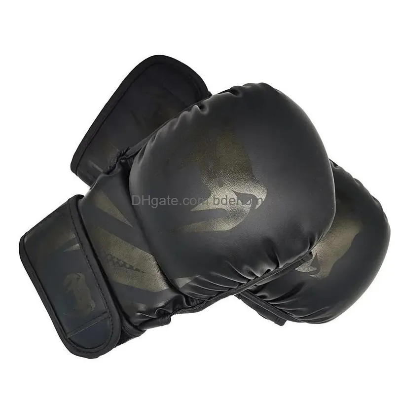 Protective Gear Professional Boxing Glove Thickened Pu Mma Half-Finger Fighting Sanda Training Gloves Muay Thai Accessories 240112 Dro Dhoyv