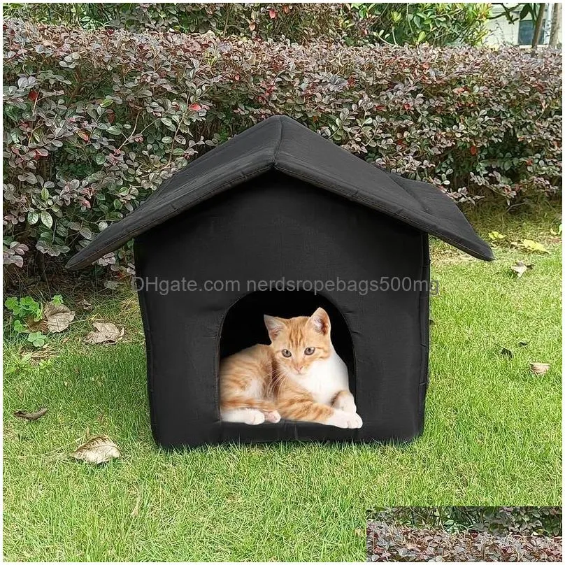 Kennels & Pens Kennels Pens Foldable Cat House Outdoor Waterproof Pet For Small Dogs Kitten Puppy Cave Nest With Pets Pad Dog Bed Tent Dh6Oz