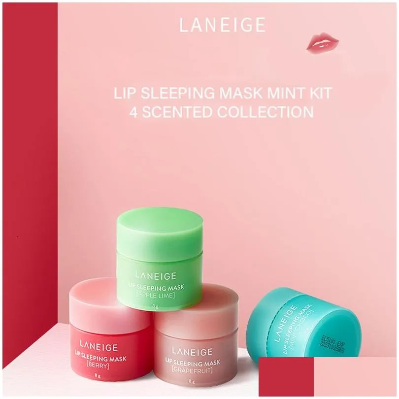 lip gloss korea sleeping mask mini kit 4 scented collection 8g 4pcs nutritious moisturizing balm 230703